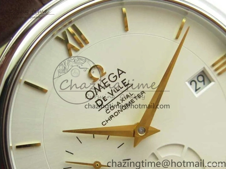 0110 Affordable De Ville Prestige Real PR SS ZF 1:1  Best Edition White Dial YG Markers Brown Leather Strap MIYOTA 7899